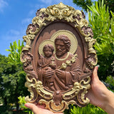 Saint Joseph Wood Carved Religious icon Fatehrs day Christian gift Wall Hanging Art Work gift ideas Birthday Gifts - BGCOPPER