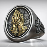 925K Sterling Silver Praying Hands Ring - Christian Symbol of Faith and Devotion - BGCOPPER
