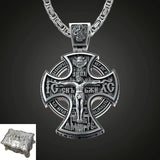 Michael Archangel and Crucifixion Front and Back Engraved 925K Sterling Silver Pendant Necklace - BGCOPPER