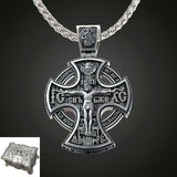 Michael Archangel and Crucifixion Front and Back Engraved 925K Sterling Silver Pendant Necklace - BGCOPPER