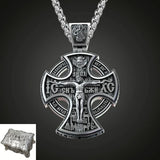 Michael Archangel and Crucifixion Front and Back Engraved 925K Sterling Silver Pendant Necklace - BGCOPPER