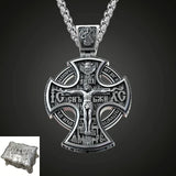 Michael Archangel and Crucifixion Front and Back Engraved 925K Sterling Silver Pendant Necklace - BGCOPPER