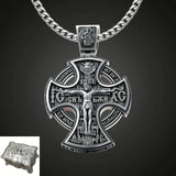 Michael Archangel and Crucifixion Front and Back Engraved 925K Sterling Silver Pendant Necklace - BGCOPPER