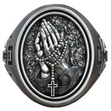 925K Sterling Silver Praying Hands Ring - Christian Symbol of Faith and Devotion - BGCOPPER