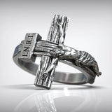 Crucifixion of Jesus S925K Silver Cross Ring - BGCOPPER