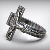 Crucifixion of Jesus S925K Silver Cross Ring - BGCOPPER