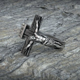 Crucifixion of Jesus S925K Silver Cross Ring - BGCOPPER
