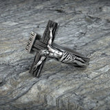 Crucifixion of Jesus S925K Silver Cross Ring - BGCOPPER