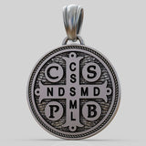 St. Benedict S925K Silver Double-Sided Engraved Amulet Pendant - BGCOPPER