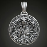 St. Benedict S925K Silver Double-Sided Engraved Amulet Pendant - BGCOPPER