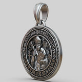 St. Benedict S925K Silver Double-Sided Engraved Amulet Pendant - BGCOPPER