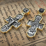 Orthodox S925K Silver Double-Sided Engraved Jesus Christ Crucified and Saints Orthodox Necklace - BGCOPPER
