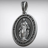 S925K Silver Miracle Medal English Version Inscription Necklace - BGCOPPER