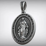 S925K Silver Miracle Medal English Version Inscription Necklace - BGCOPPER