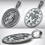 S925K Silver Miracle Medal English Version Inscription Necklace - BGCOPPER