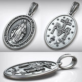 S925K Silver Miracle Medal English Version Inscription Necklace - BGCOPPER