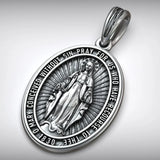 S925K Silver Miracle Medal English Version Inscription Necklace - BGCOPPER