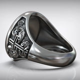 S925K Silver Jesus Crucifixion St. Benedict Medal Ring - BGCOPPER