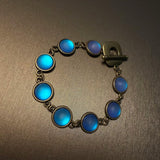 Misty Blue Glass Bracelet with Vintage Bronze Chain - BGCOPPER