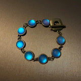 Misty Blue Glass Bracelet with Vintage Bronze Chain - BGCOPPER