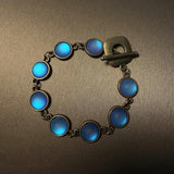 Misty Blue Glass Bracelet with Vintage Bronze Chain - BGCOPPER