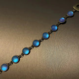 Misty Blue Glass Bracelet with Vintage Bronze Chain - BGCOPPER