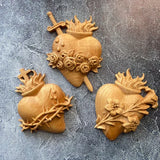 Holy Family Three Sacred Hearts Wooden Wall Decoration - BGCOPPER
