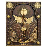 Bgcopper Archangel Michael Square Wooden Icon Religious Gifts - Best Wood Carving Wall Decor - BGCOPPER