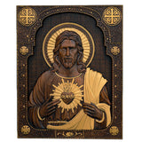 Our Lord Jesus Sacred Heart Wood Carving - Christian Catholic Personalized Carving Gift - BGCOPPER