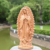 Guadalupe Beech Wood Round Sculpture Desktop Ornament: A Perfect Fusion of Faith and Art - BGCOPPER
