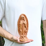 Guadalupe Beech Wood Round Sculpture Desktop Ornament: A Perfect Fusion of Faith and Art - BGCOPPER