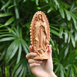 Guadalupe Beech Wood Round Sculpture Desktop Ornament: A Perfect Fusion of Faith and Art - BGCOPPER