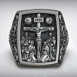 S925K Silver Handcrafted Jesus Crucifixion Scene Ring - BGCOPPER