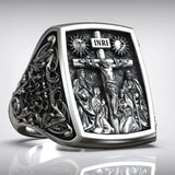 S925K Silver Handcrafted Jesus Crucifixion Scene Ring - BGCOPPER
