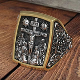 S925K Silver Handcrafted Jesus Crucifixion Scene Ring - BGCOPPER