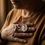 Jesus Cross and Virgin Mary Combination Necklace Pendant