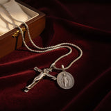Jesus Cross and Virgin Mary Combination Necklace Pendant