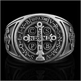 Saint Benedict Stainless Steel Cross Ring - BGCOPPER