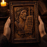 John 8:32 "The Truth Shall Set You Free" - Hand-Carved 3D Jesus Christ Plaque