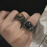 Stainless Steel Personalized Vintage Court Turquoise Titanium Ring - BGCOPPER