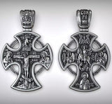 Double-sided S925k silver pendant depicting the Passion of Christ and St. George slaying the dragon.