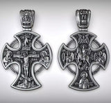 Double-sided S925k silver pendant depicting the Passion of Christ and St. George slaying the dragon.
