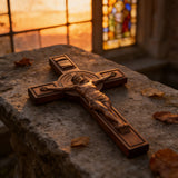 Bgcopper INRI Wood Carving Crucifix