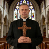 Bgcopper INRI Wood Carving Crucifix