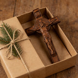 Bgcopper INRI Wood Carving Crucifix