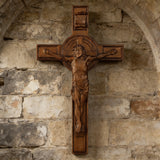 Bgcopper INRI Wood Carving Crucifix