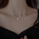 s925 sterling silver cross necklace Fashionable and versatile pendant - BGCOPPER