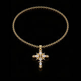 Celestial Star Cross Titanium Steel Necklace – Divine Light & Timeless Devotion