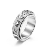 Sun, Moon & Stars Rotating Fidget Ring | Celestial Anxiety Relief Jewelry