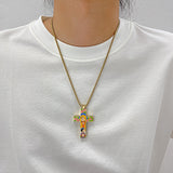 Cartoon style colorful stainless steel cross necklace, the best cross necklace for children - BGCOPPER